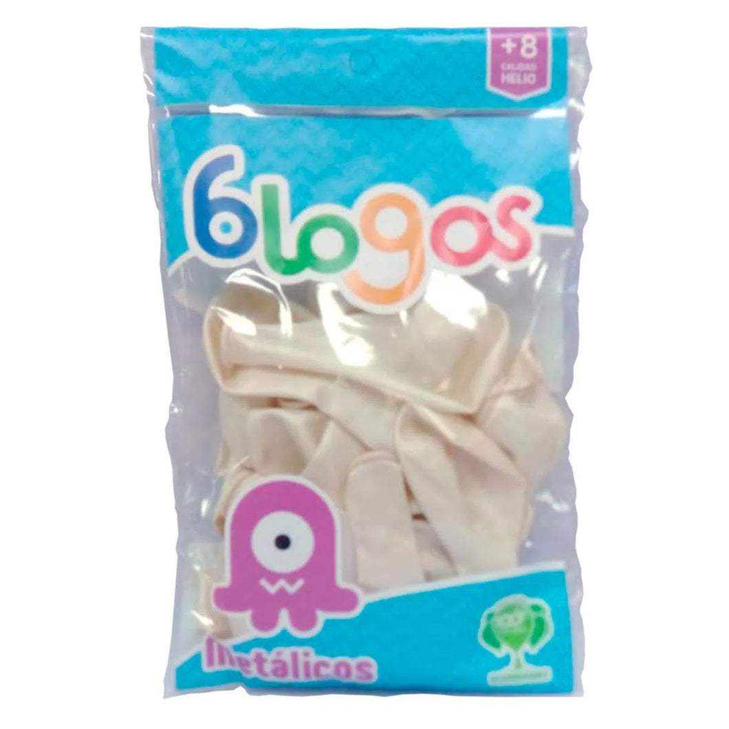 Globos látex blanco  aperlado No. 9 Marca Blogos